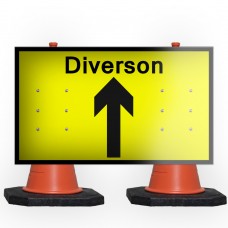 Diversion Ahead Cone Sign